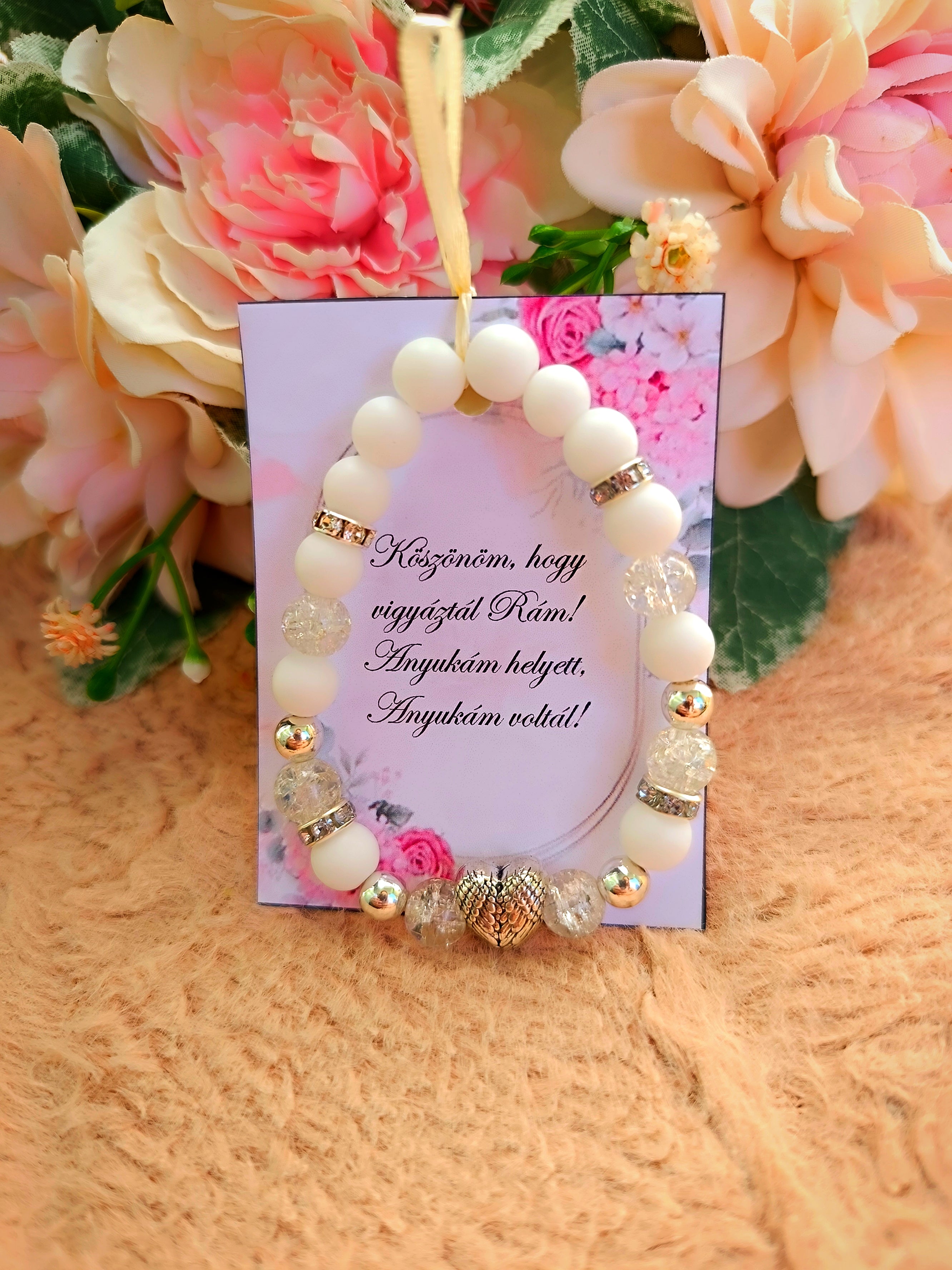 Angyalos achát szerencse pedagógus ajándék karkötő